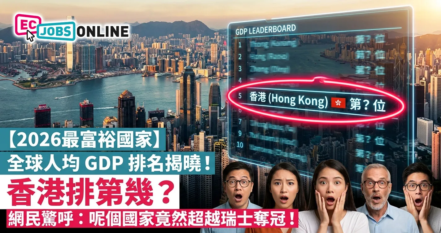 【2026最富裕國家】全球人均GDP排名揭曉  香港排第幾？網民驚呼：呢個國家竟然超越瑞士奪冠！