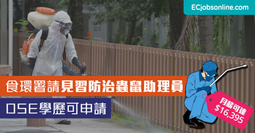 ​【政府筍工】食環署請見習防治蟲鼠助理員  DSE學歷可申請