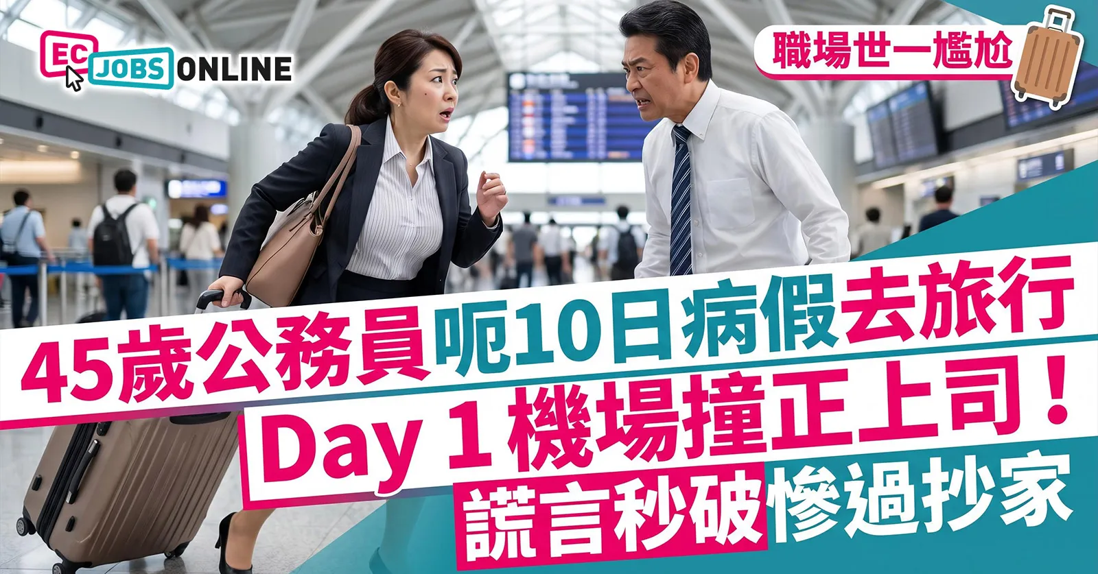 【職場世一尷尬】45歲公務員呃10日病假去旅行，Day 1 機場撞正老細！謊言秒破慘過抄家