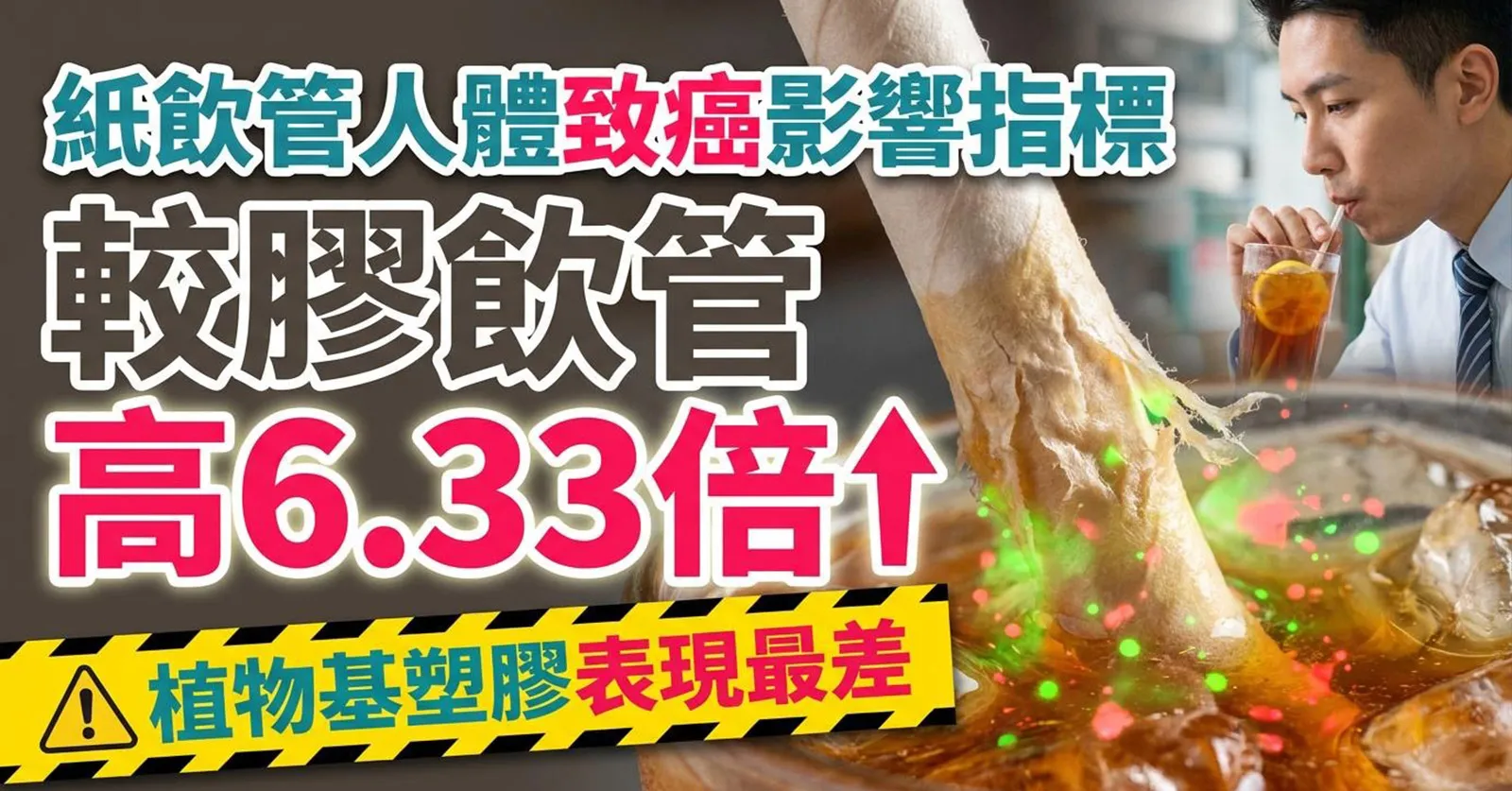 【走塑陷阱】紙飲管致癌影響指標高膠飲管 6.33 倍!植物基塑膠表現最差,網民:寧願就咁飲! 【走塑陷阱】紙飲管致癌影響指標高膠飲管 6.33 倍!植物基塑膠表現最差,網民:寧願就咁飲!